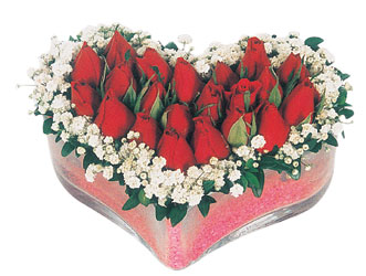  Antalya Asya çiçekçi telefonları  mika kalpte kirmizi güller 9 