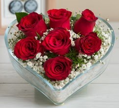 Kalp içerisinde 7 adet kırmızı gül  Antalya Asya çiçek gönderme sitemiz güvenlidir 