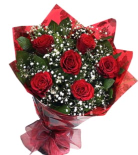 6 adet kırmızı gülden buket  Antalya Asya yurtiçi ve yurtdışı çiçek siparişi 