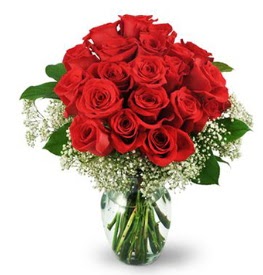 25 adet kırmızı gül cam vazoda  Antalya Asya çiçek , çiçekçi , çiçekçilik 