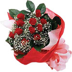  Antalya Asya internetten çiçek satışı  KIRMIZI AMBALAJ BUKETINDE 12 ADET GÜL