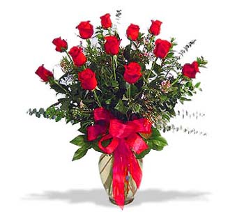 çiçek siparisi 11 adet kirmizi gül cam vazo  Antalya Asya online çiçek gönderme sipariş 