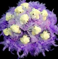 11 adet pelus ayicik buketi  Antalya Asya çiçek , çiçekçi , çiçekçilik 