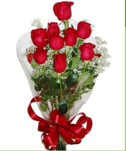  Antalya Asya uluslararası çiçek gönderme  10 adet kırmızı gülden görsel buket