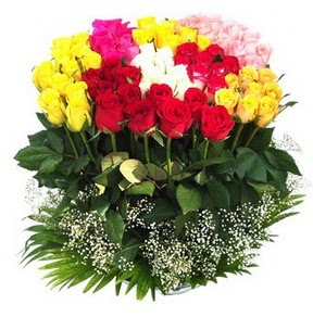  Antalya Asya çiçek mağazası , çiçekçi adresleri  51 adet renkli güllerden aranjman tanzimi