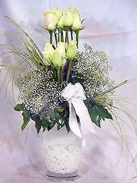  Antalya Asya online çiçek gönderme sipariş  9 adet vazoda beyaz gül - sevdiklerinize çiçek seçimi