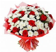 11 adet kırmızı gül ve 1 demet krizantem  Antalya Asya çiçek mağazası , çiçekçi adresleri 