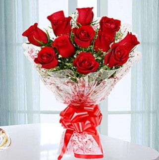 11 adet kırmızı gülden görsel şık buket  Antalya Asya ucuz çiçek gönder 