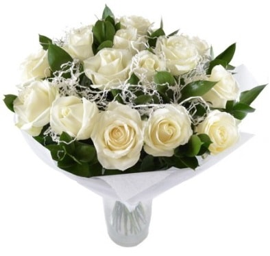 15 beyaz gül buketi sade aşk  Antalya Asya çiçek satışı 