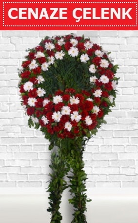 Kırmızı Beyaz Çelenk Cenaze çiçeği  Antalya Asya Melisa İnternetten çiçek siparişi 