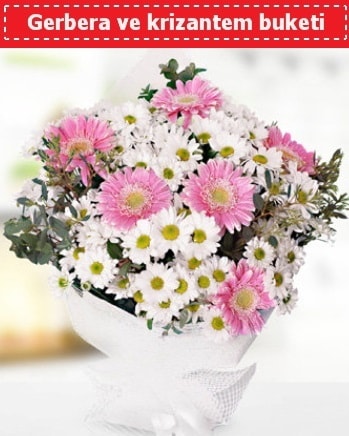 Papatya ve Gerbera Buketi  Antalya Asya çiçek , çiçekçi , çiçekçilik 