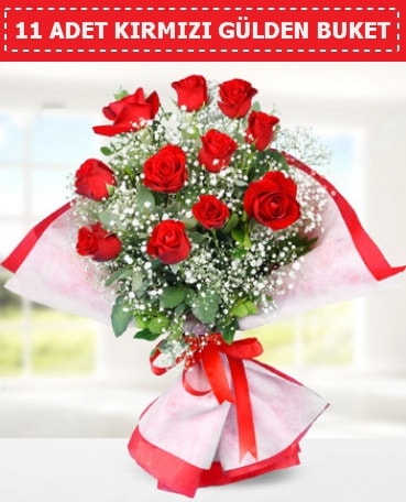 11 Adet Kırmızı Gül Buketi  Antalya Asya internetten çiçek siparişi 