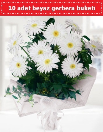 10 Adet beyaz gerbera buketi  Antalya Asya çiçek , çiçekçi , çiçekçilik 