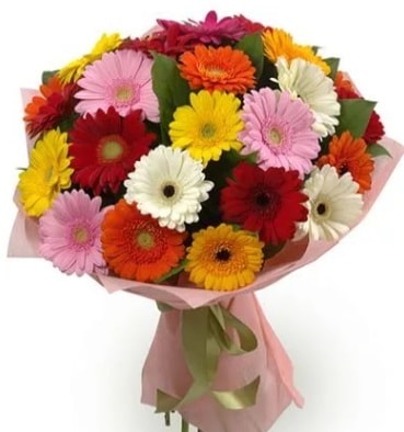 Karışık büyük boy gerbera çiçek buketi  Antalya Asya çiçek satışı 